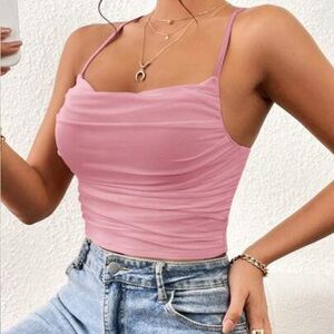 Mauve Cropped Ruched Cami
